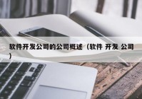 软件开发公司的公司概述（软件 开发 公司）