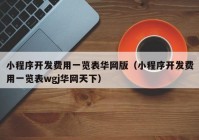 小程序开发费用一览表华网版（小程序开发费用一览表wgj华网天下）