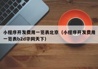 小程序开发费用一览表北京（小程序开发费用一览表b2d华网天下）