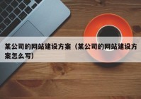 某公司的网站建设方案（某公司的网站建设方案怎么写）