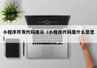 小程序开发代码提示（小程序代码是什么意思）