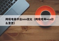 跨境电商平台seo优化（跨境电商seo什么意思）