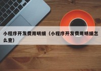 小程序开发费用明细（小程序开发费用明细怎么查）