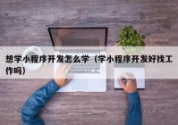 想学小程序开发怎么学（学小程序开发好找工作吗）