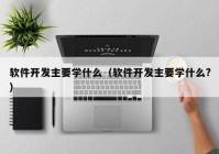 软件开发主要学什么（软件开发主要学什么?）