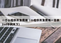 一个小程序开发费用（小程序开发费用一览表1sd华网天下）